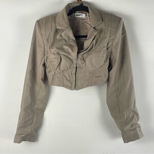 Stylish Beige Cropped Blazer and Pants Set